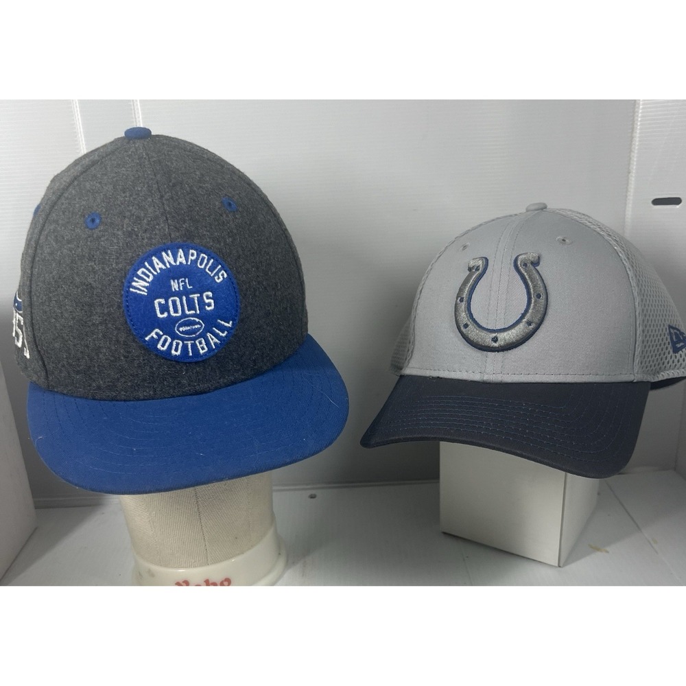 New Era Indianapolis Colts Hat Lot Mens OSFM/7 Grey Good NFL 39THIRTY 59FIFTY